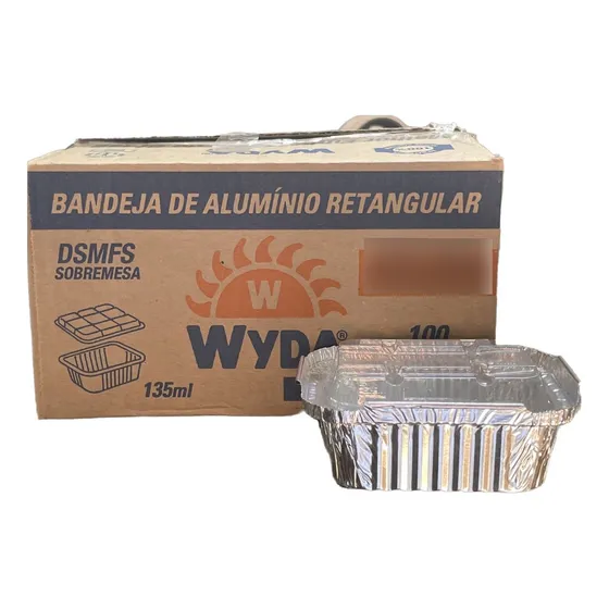 Bandeja Alumínio Wyda 135ml C/100 Aluminio Com Tampa Pet