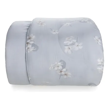 Edredom Casal Jasmim 100% Algodão Azul Karsten