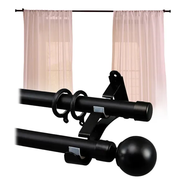 Tubo Doble De Cortinero Expandible A Maximo 3.6m De Metal Negro Cobeyshine