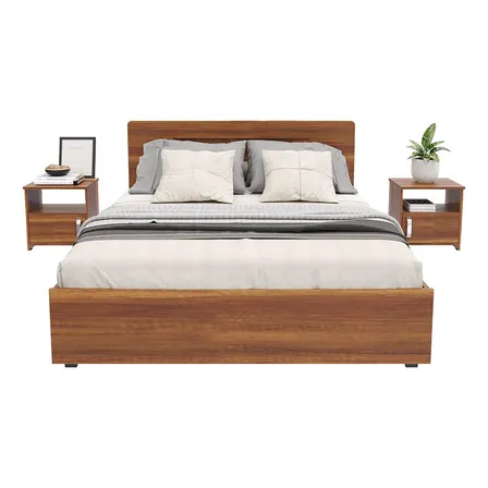 Combo Cama Doble + 2 Mesas De Noche Caramelo Maderkit Color Marrón claro Combo Cama Doble + 2 Mesas De Noche Caramelo Maderkit Color Marrón claro