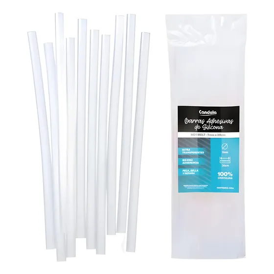 34 Barras Adhesivas Silicona (1kg) 11mmx30cm Candela 7445 Color Transparente