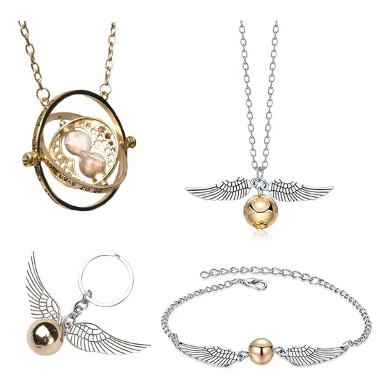 Set De Dorada Giratiempo, Snitch Pulsera Collar Y Accesorios