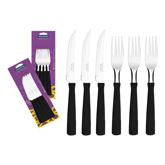 Juego De Cubiertos Tramontina Set 24 Piezas New Kolor Negro