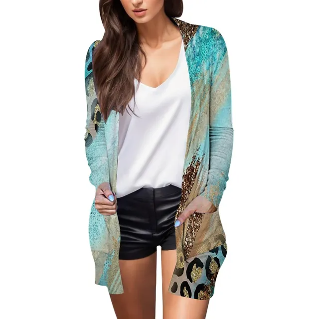 Sueter Tipo Cardigan Manga Larga Estampado Teñido Anudado