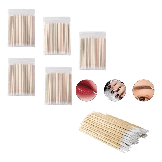 500 Palitos Com Algodão Limpeza Unhas Henna Sobrancelhas