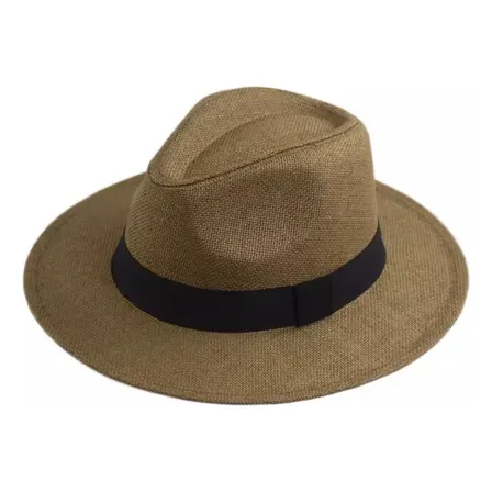 Chapéu Panamá Casual Aba Larga Praia Masculino Marrom 60