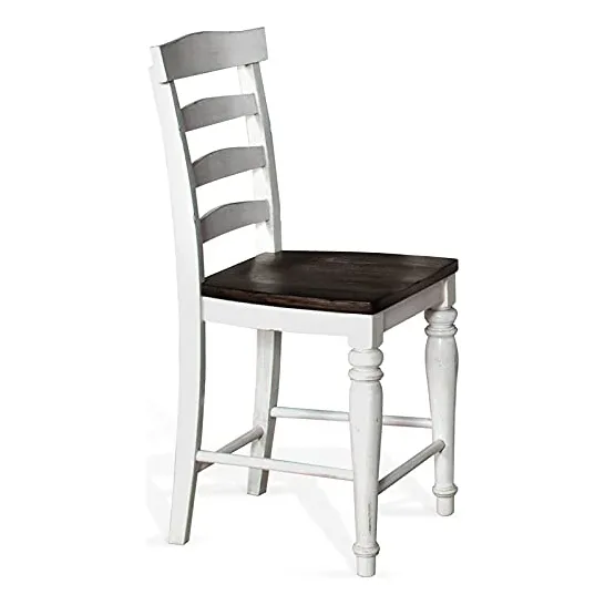 Taburete Bar Asiento Madera 24  Color Blanco