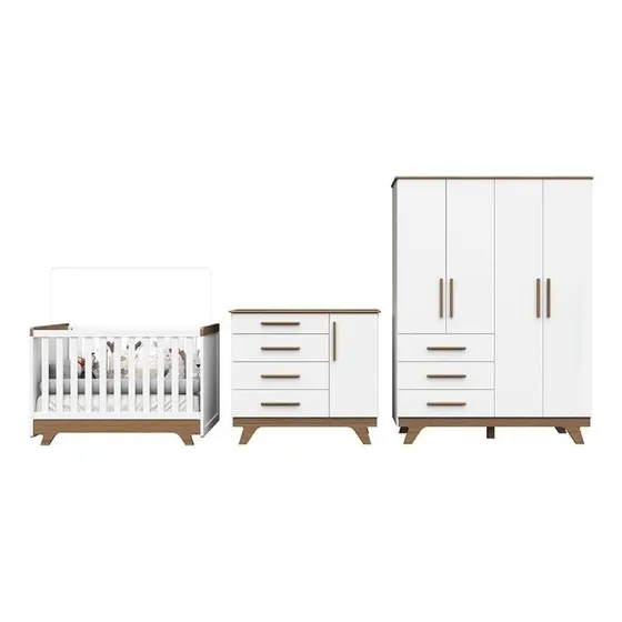 Quarto De Bebê Completo Com Guarda Roupa, Cômoda E Wt