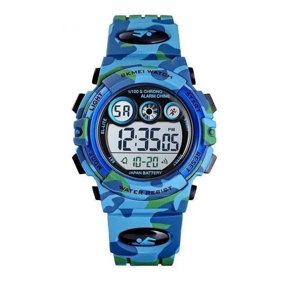 Reloj pulsera digital Skmei 1547 con correa de poliuretano color azul claro - fondo gris