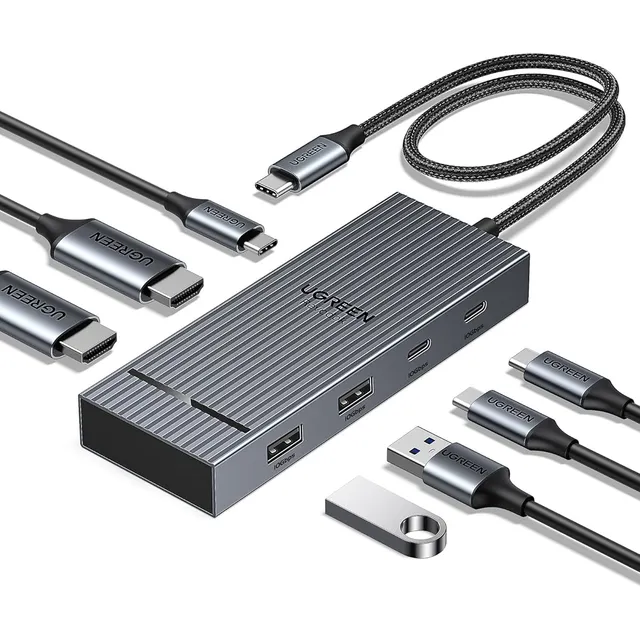 Ugreen Estacion De Acoplamiento Usb C 7 En 1 Hdmi 4k Dual