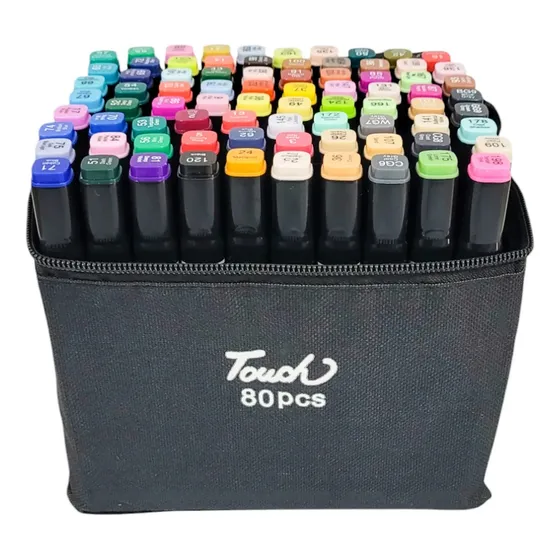 80 Fibrones Doble Punta Colores Marcadores En Bolso Negro