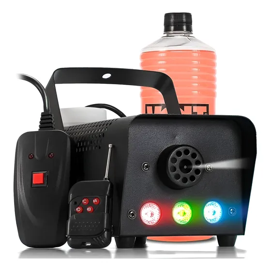 Maquina De Fumaça Dmx Bx-750 3 Leds Rgb 2 Controles + Fluido