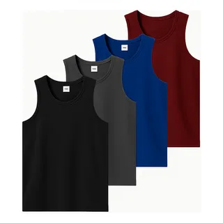 Kit 4 Camiseta Regata Academia Camisa Slim Masculina Dry Fit Kit 4 Cores Sortidas Lisa Gg