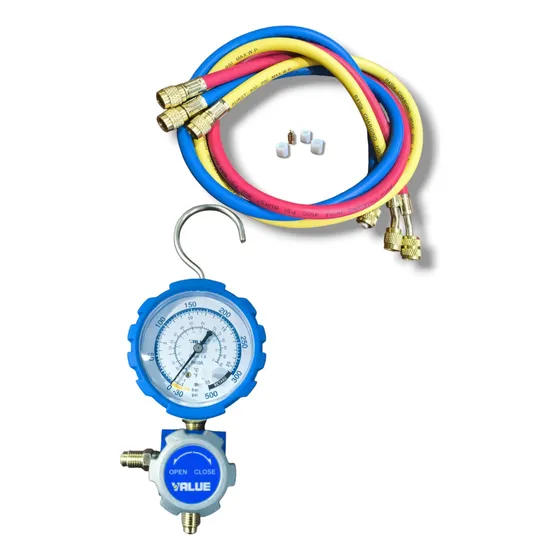 Manifold Simple De Baja Value R-410 + 3 Mangueras 90cm R410