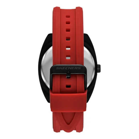 Reloj Hombre Sr5238 De Silicona Rojo Skechers Bisel Negro Fondo Negro