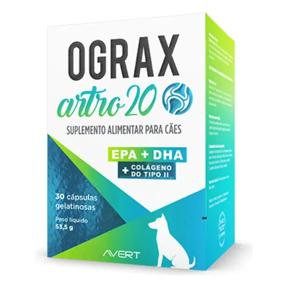 Ograx Artro 20 Cápsulas Ômegas Para Cães E Gatos 30 Un.