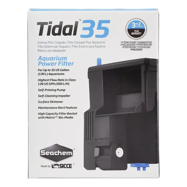 Filtro De Cascada Tidal 35 Para Agua Dulce Y Salada 130 Lt 
