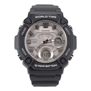 Reloj, Casio, Aeq-120w-7avcf Correa Negro Bisel Negro Fondo Plata