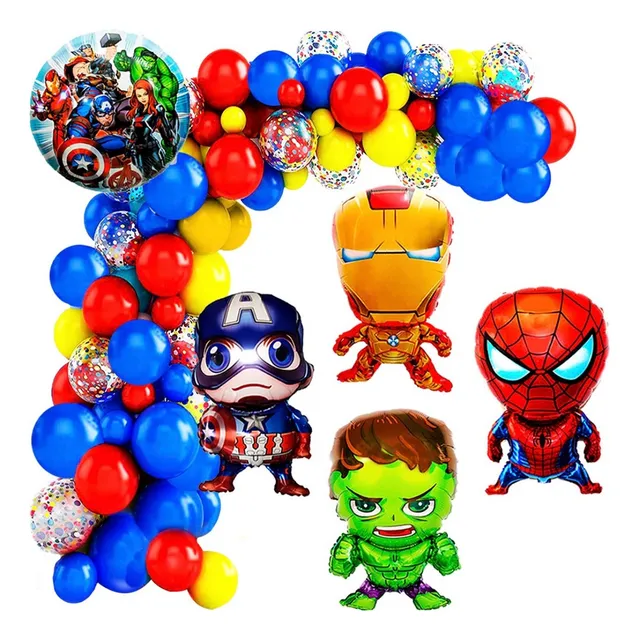 Pack 134 Globos Avenger Incluye Muñecos 70 Cm Y Cinta