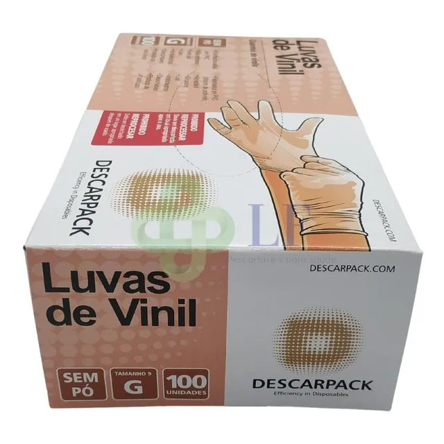 Luva Descarpack De Vinil Sem Pó Talco Vinilo Tamanhos P M G