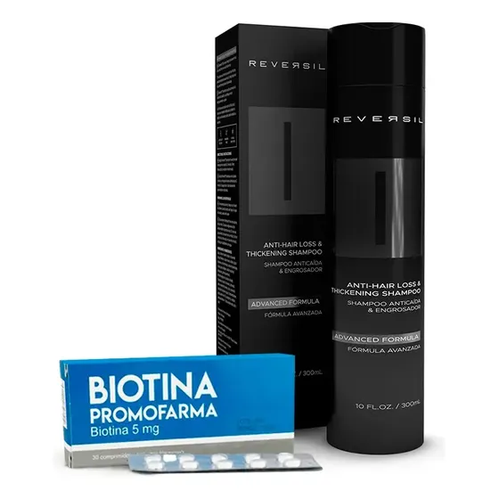 Biotina 5mg X30 + Reversil® Shampoo Anticaída | Pack Cabello | Cuotas sin interés