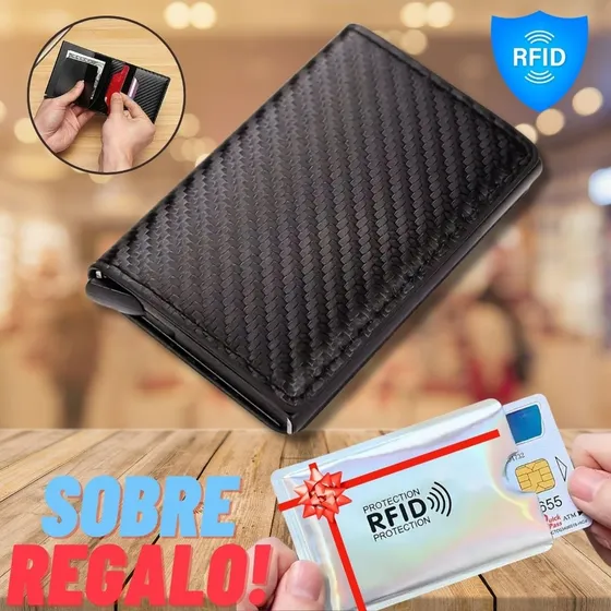 Billetera Porta Tarjetas Metalico Tarjetero Con Bloqueo Rfid