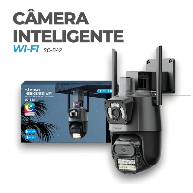Camera Segurança Externa Lente Dupla 4k 6mp Sirene Policial