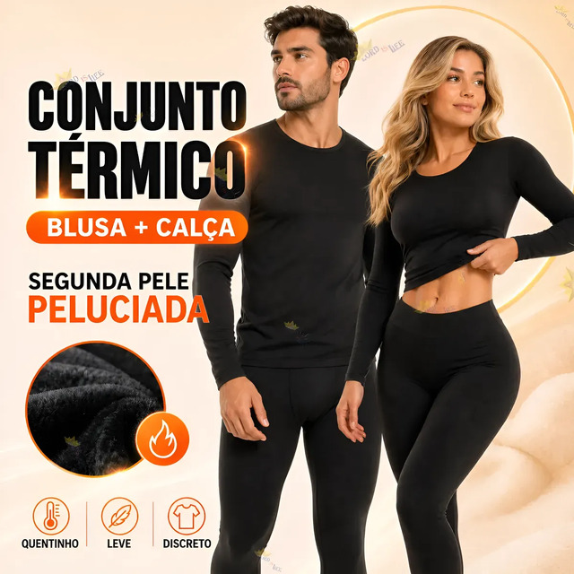 Conjunto Segunda Pele Térmica Flanelado Frio Intenso Preto