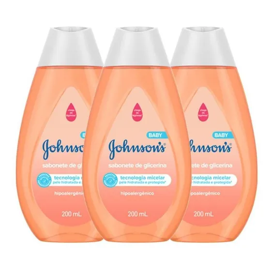 Kit Com 3 Sabonetes Líq Johnsons Baby Cabeça Aos Pés
