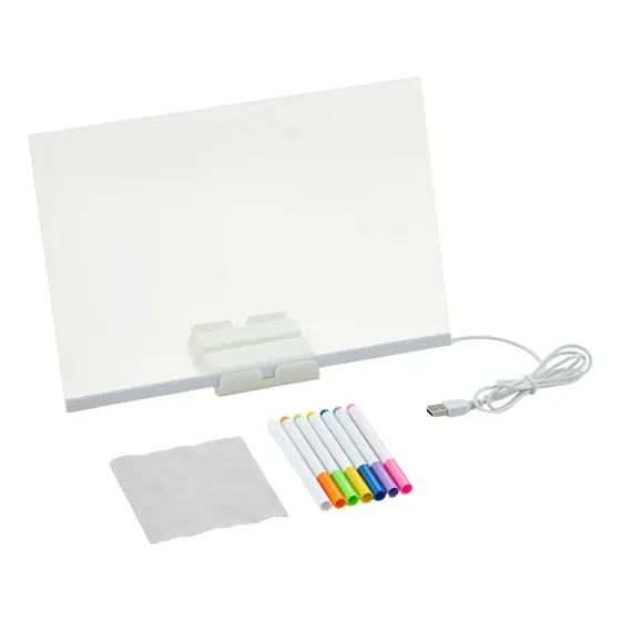 Pizarra Magica Tableta 20x20 Cm Luz Led Usb Acrilico Diy35