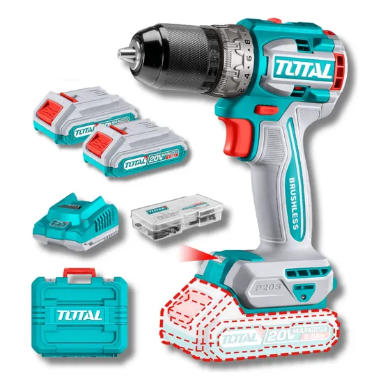 Taladro Atornillador Chuck Metalico 60 Nm 20v Total Tdli2060 Color Azul petróleo