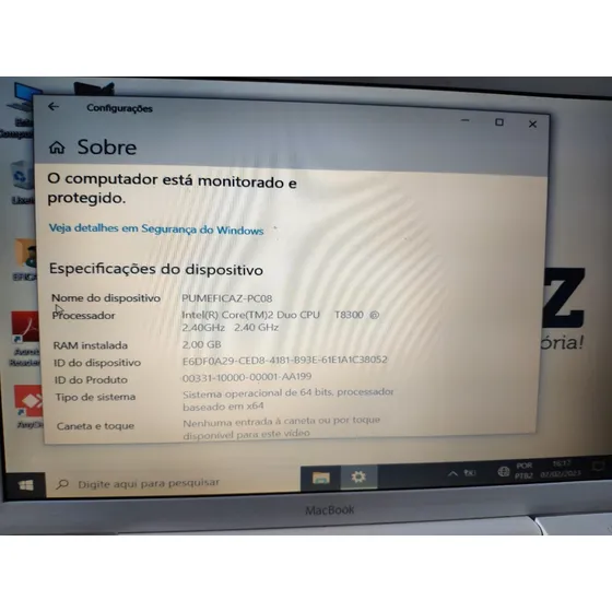 Notebook Pumficaz-pc08 (peças)