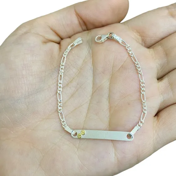 Pulsera Identidad Plata 925 Tornillos Oro Bebe Niños 