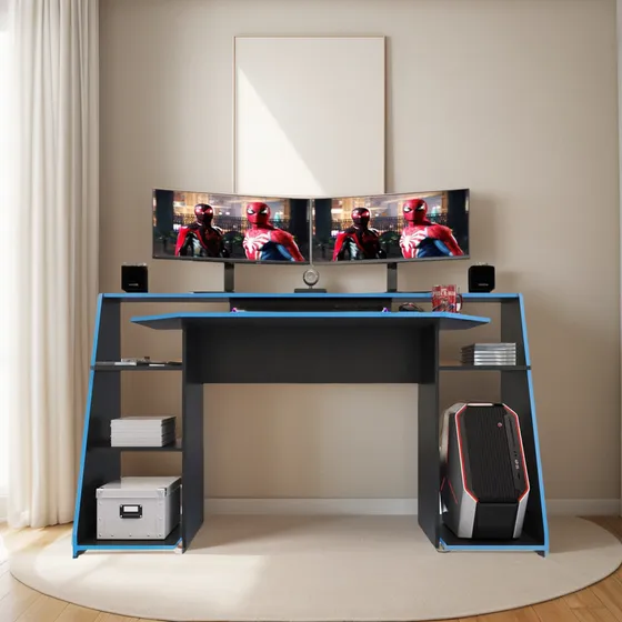 Escritorio Gamer Lax Borde Azul