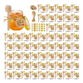 Mini Tarros De Miel De Vidrio, 1.5 Onzas, 60 Unidades, Tarro Mini Tarros De Miel De Vidrio, 1.5 Onzas, 60 Unidades, Tarro
