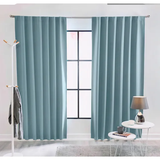 Juego Cortinas Catania Celeste Largas 1.30 X 2.30 M Vianney Color Turquesa