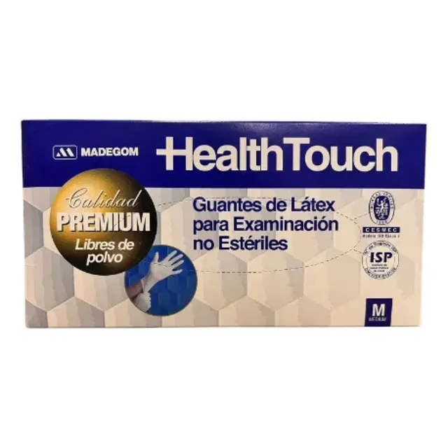 Guantes De Latex Health Touch Talla M 100u Madegom Sin Polvo