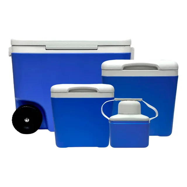 Hielera Portátil Con Ruedas Plástico Resistente Set De 4 Pz Azul