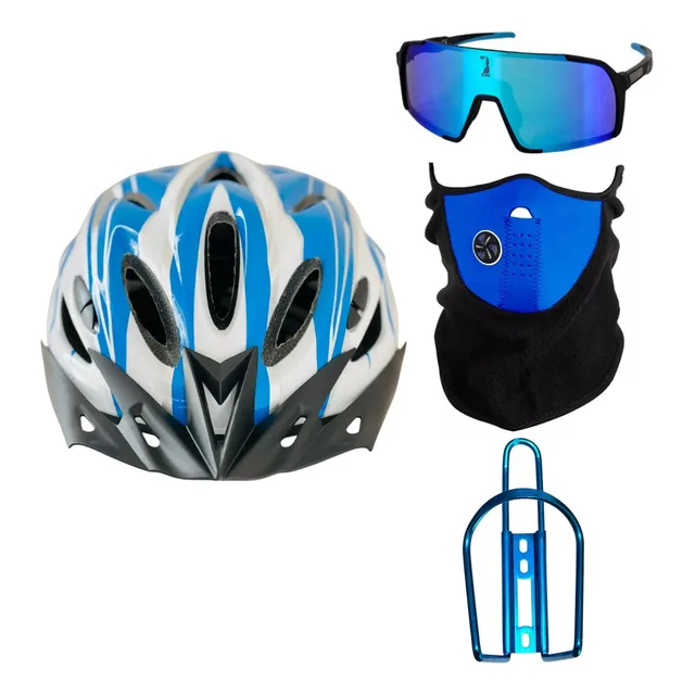 Kit 4 En1 Casco Ajustable Bicicleta + Mascara+lentes+ Soport