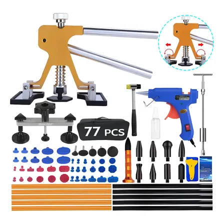 Kit 77 Ferramenta Reparo Remoção Amassados Carro Repuxadeira
