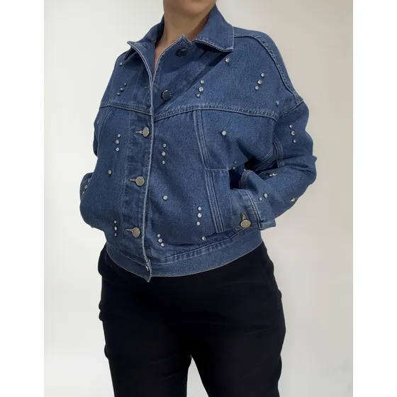 Campera Portsaid Jean Con Strass Oversize T44