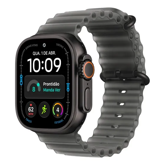Apple Watch Ultra 4 GPS + Cellular - caixa preto de titânio de 49 mm - Pulseira Oceano Cinza-translú