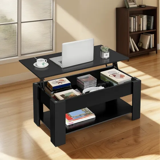 Mesa De Centro Elevable Con Almacenamiento, Compatible Con S