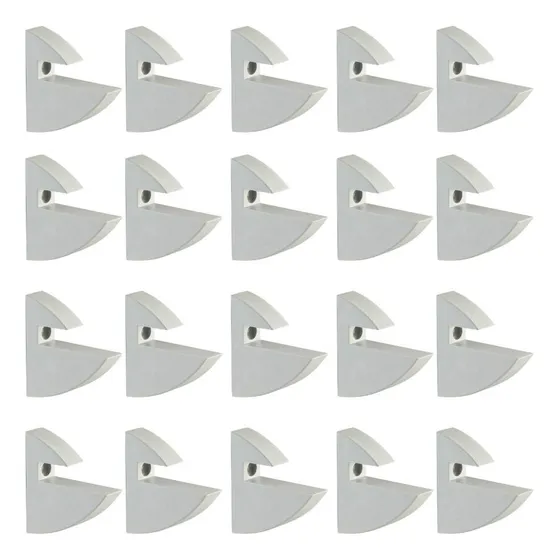 50 Suporte Tucano Fixo Prateleira De Vidro 6mm Branco Gelo