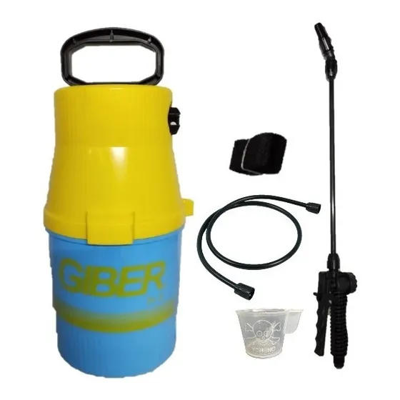 Botella Giber 5 Litros Fumigar Pulverizar Color Celeste y Amarillo