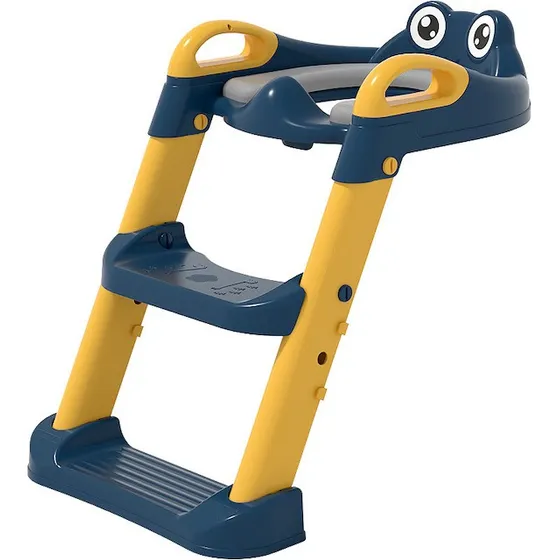 Escalera Para Niños Para Inodoro Asiento Entrenador Baño Color Azul/amarillc Animales CON COJIN