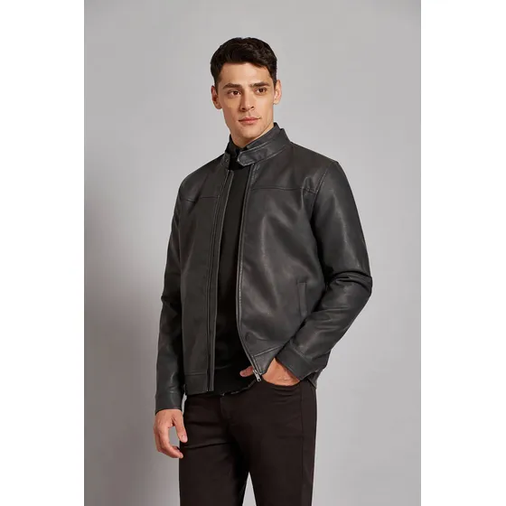 Chaqueta Devré Simil Cuero Negra Hombre 72d000003002