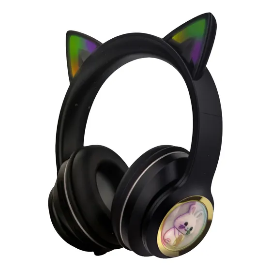 Fone De Ouvido Gatinho Bluetooth Led Orelha Gato Iuz Tiktok