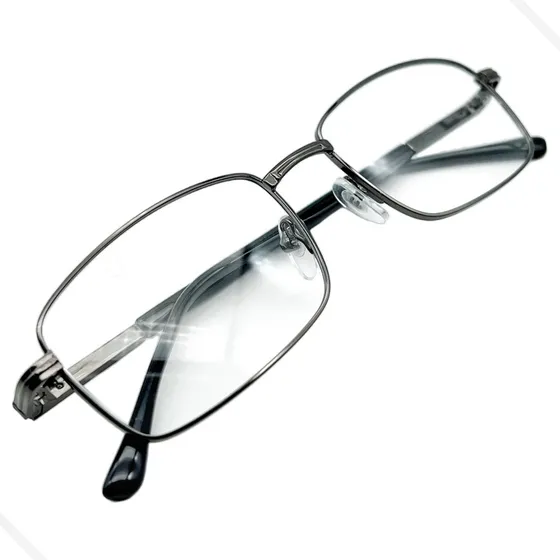 Armação Óculos Grau Clássico Retângular Metal Leve Masculino Cor Cinza-escuro Tamanho Para Lente Multifocal E Simples