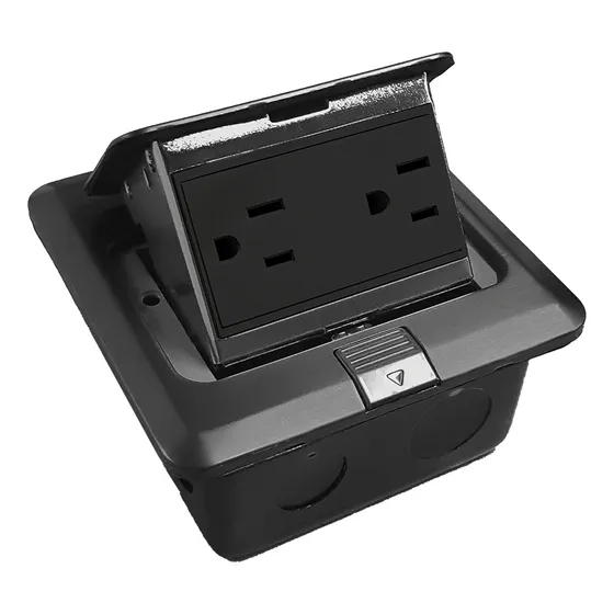 Contacto Duplex Empotrable Piso Apl-003 Color Gris Color Negro